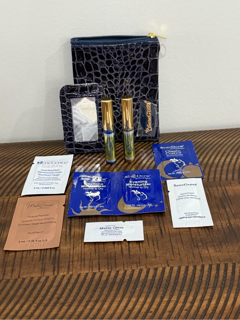 SeneGence EyeSense Ocean & Gilded Eyeliner Bundle + Purple Croc Bag & Mirror